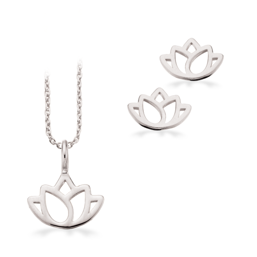 Lotus Blomst Sterling Sølv Smykkesæt fra Scrouples